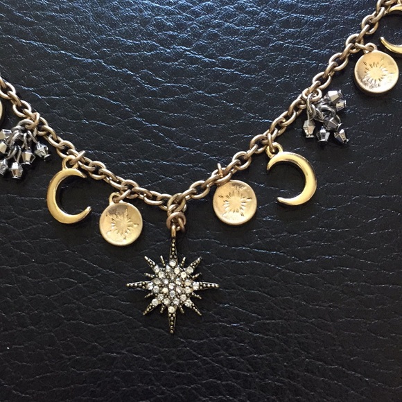 Goldtone moon stars sun cz necklace - Picture 2 of 3